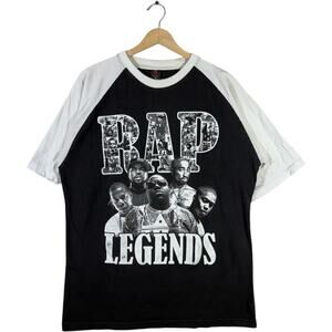 Vintage Rap Legends Spellout Raglan Tee Medium
